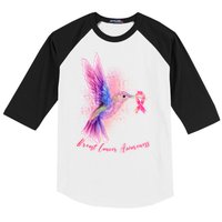 Breast Cancer Awareness Painted Hummingbird Baseball Sleeve Shirt