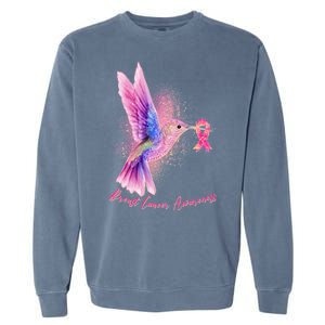 Breast Cancer Awareness Painted Hummingbird Garment-Dyed Sweatshirt