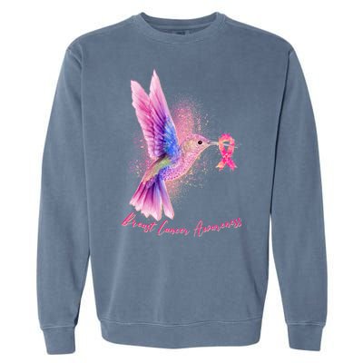 Breast Cancer Awareness Painted Hummingbird Garment-Dyed Sweatshirt