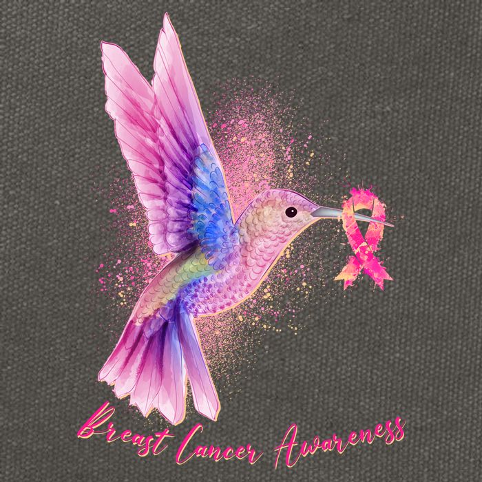 Breast Cancer Awareness Painted Hummingbird Cotton Canvas Backpack