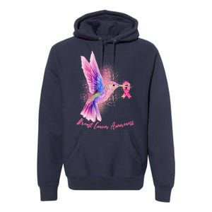 Breast Cancer Awareness Painted Hummingbird Premium Hoodie