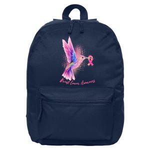 Breast Cancer Awareness Painted Hummingbird 16 in Basic Backpack