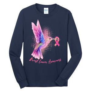 Breast Cancer Awareness Painted Hummingbird Tall Long Sleeve T-Shirt