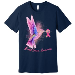 Breast Cancer Awareness Painted Hummingbird Premium T-Shirt