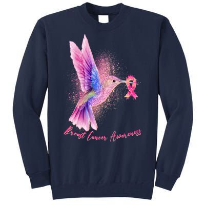 Breast Cancer Awareness Painted Hummingbird Tall Sweatshirt