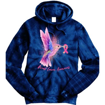 Breast Cancer Awareness Painted Hummingbird Tie Dye Hoodie