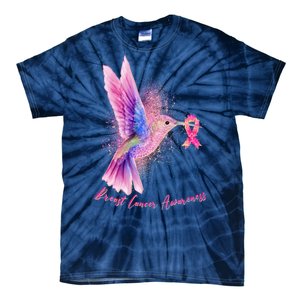 Breast Cancer Awareness Painted Hummingbird Tie-Dye T-Shirt