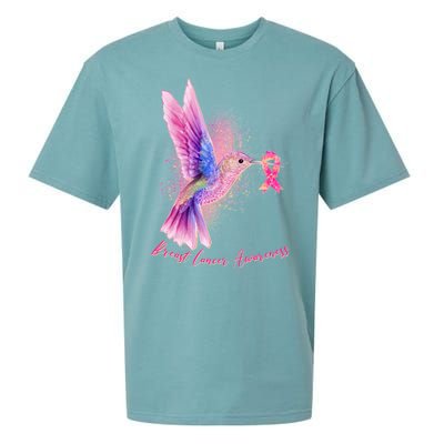 Breast Cancer Awareness Painted Hummingbird Sueded Cloud Jersey T-Shirt