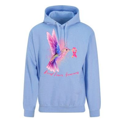 Breast Cancer Awareness Painted Hummingbird Unisex Surf Hoodie