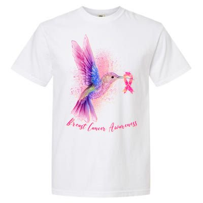 Breast Cancer Awareness Painted Hummingbird Garment-Dyed Heavyweight T-Shirt