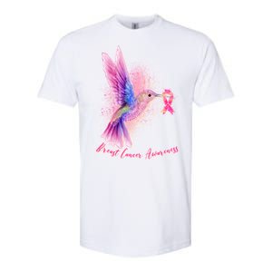 Breast Cancer Awareness Painted Hummingbird Softstyle CVC T-Shirt