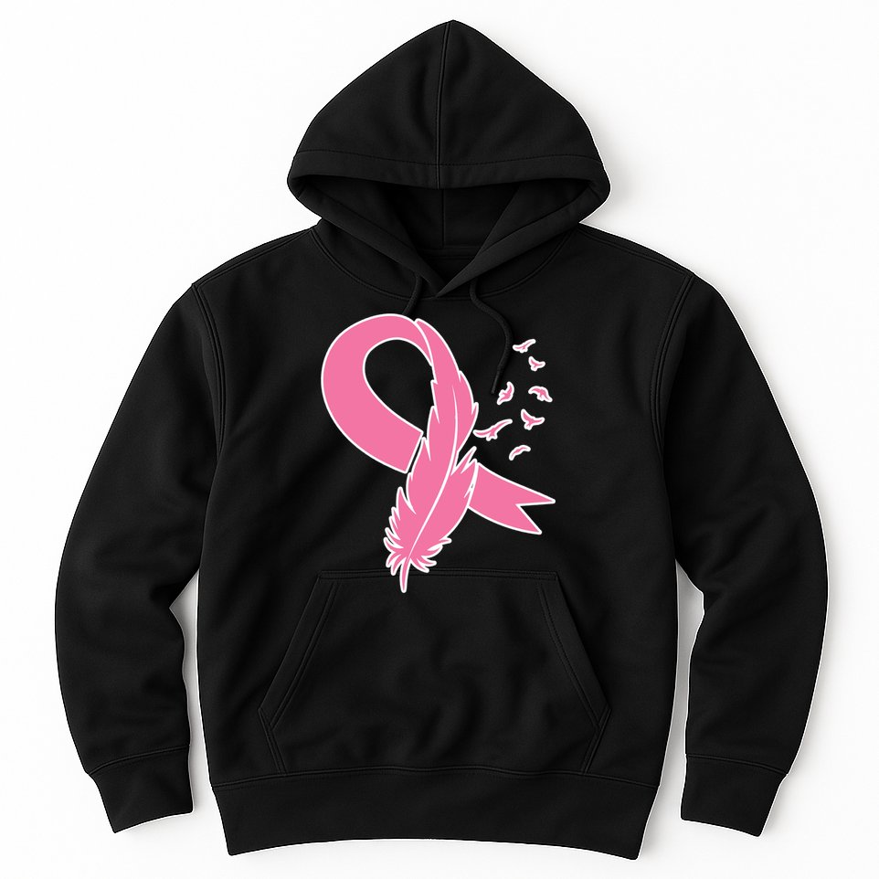Breast Cancer Awareness Pink Feather Ribbon Hoodie
