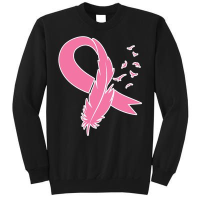 Breast Cancer Awareness Pink Feather Ribbon Sweatshirt