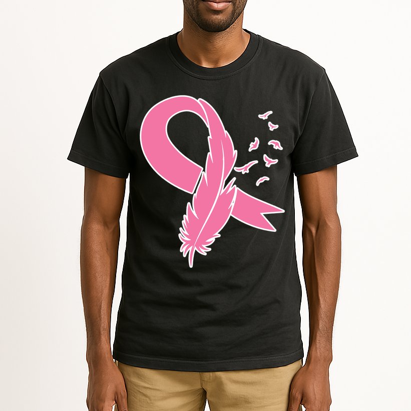 Breast Cancer Awareness Pink Feather Ribbon Tall T-Shirt