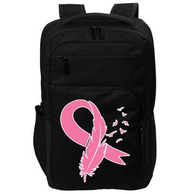 Breast Cancer Awareness Pink Feather Ribbon Impact Tech Backpack