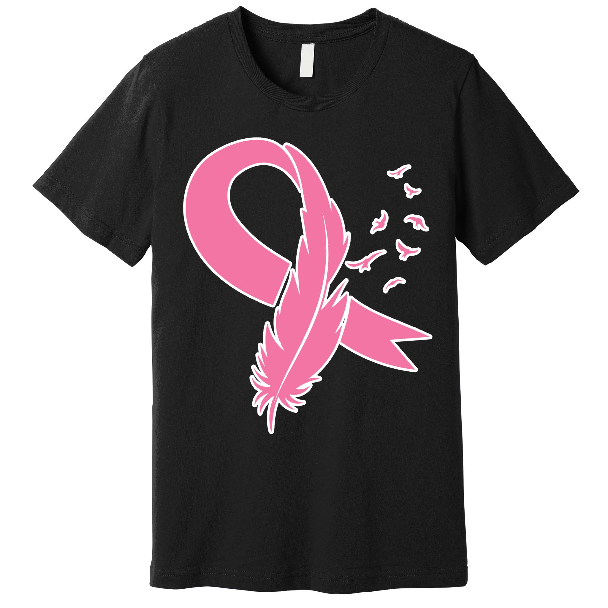 Breast Cancer Awareness Pink Feather Ribbon Premium T-Shirt