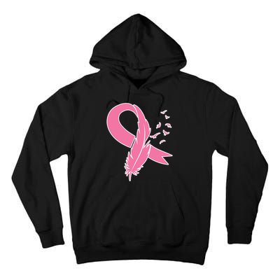 Breast Cancer Awareness Pink Feather Ribbon Tall Hoodie