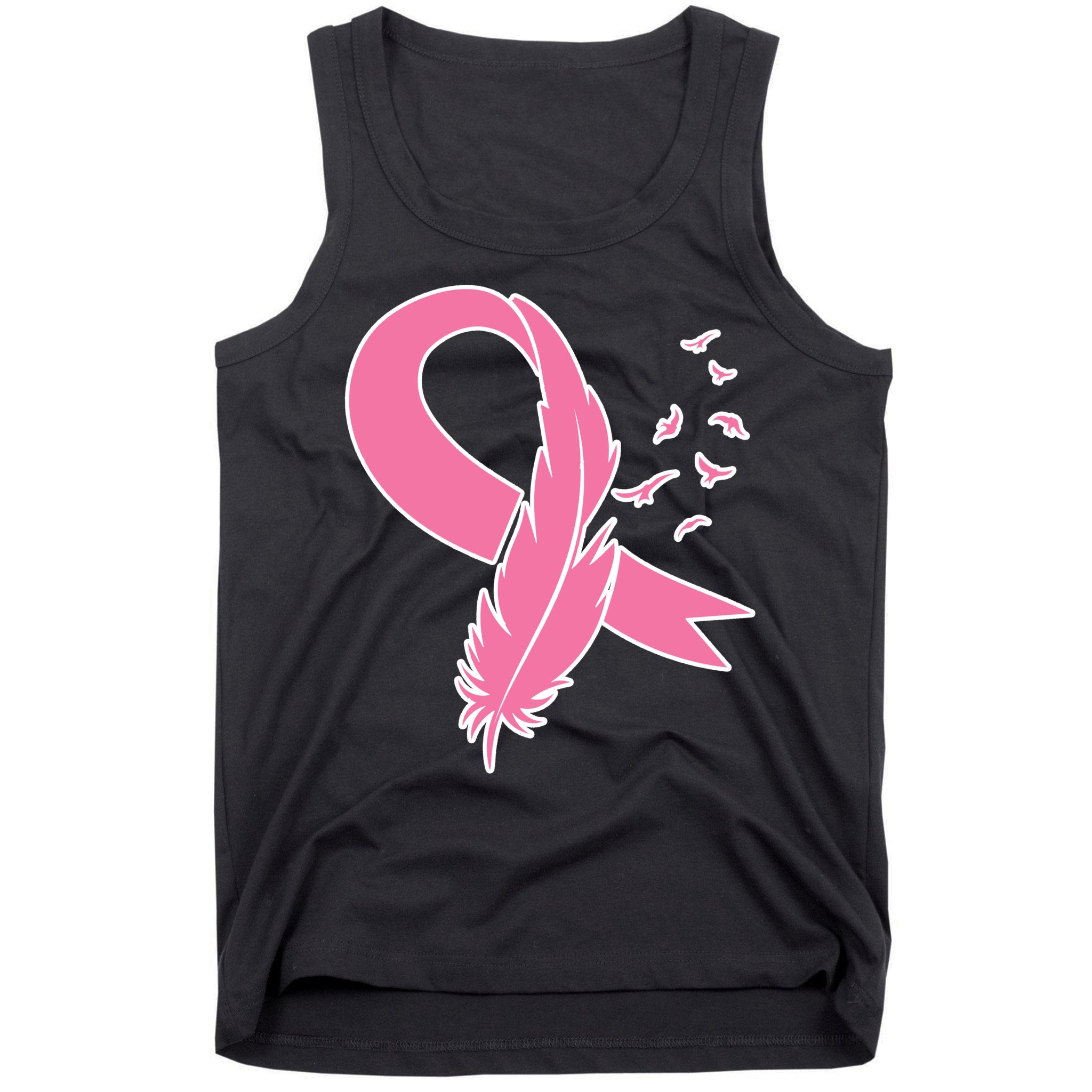 Breast Cancer Awareness Pink Feather Ribbon Tank Top