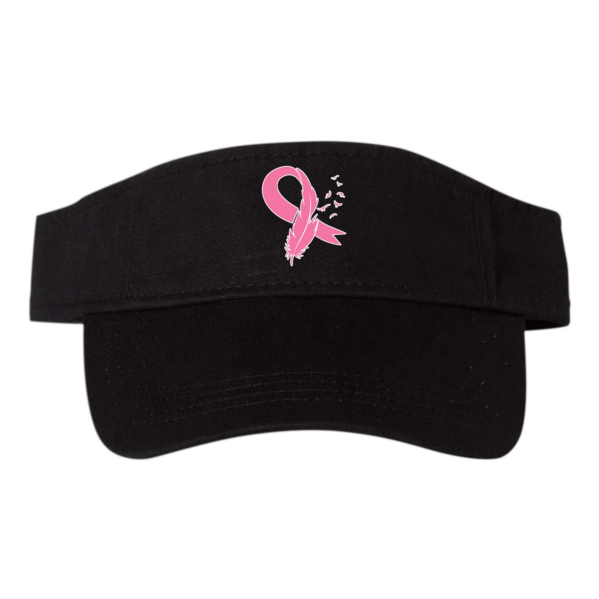 Breast Cancer Awareness Pink Feather Ribbon Visor