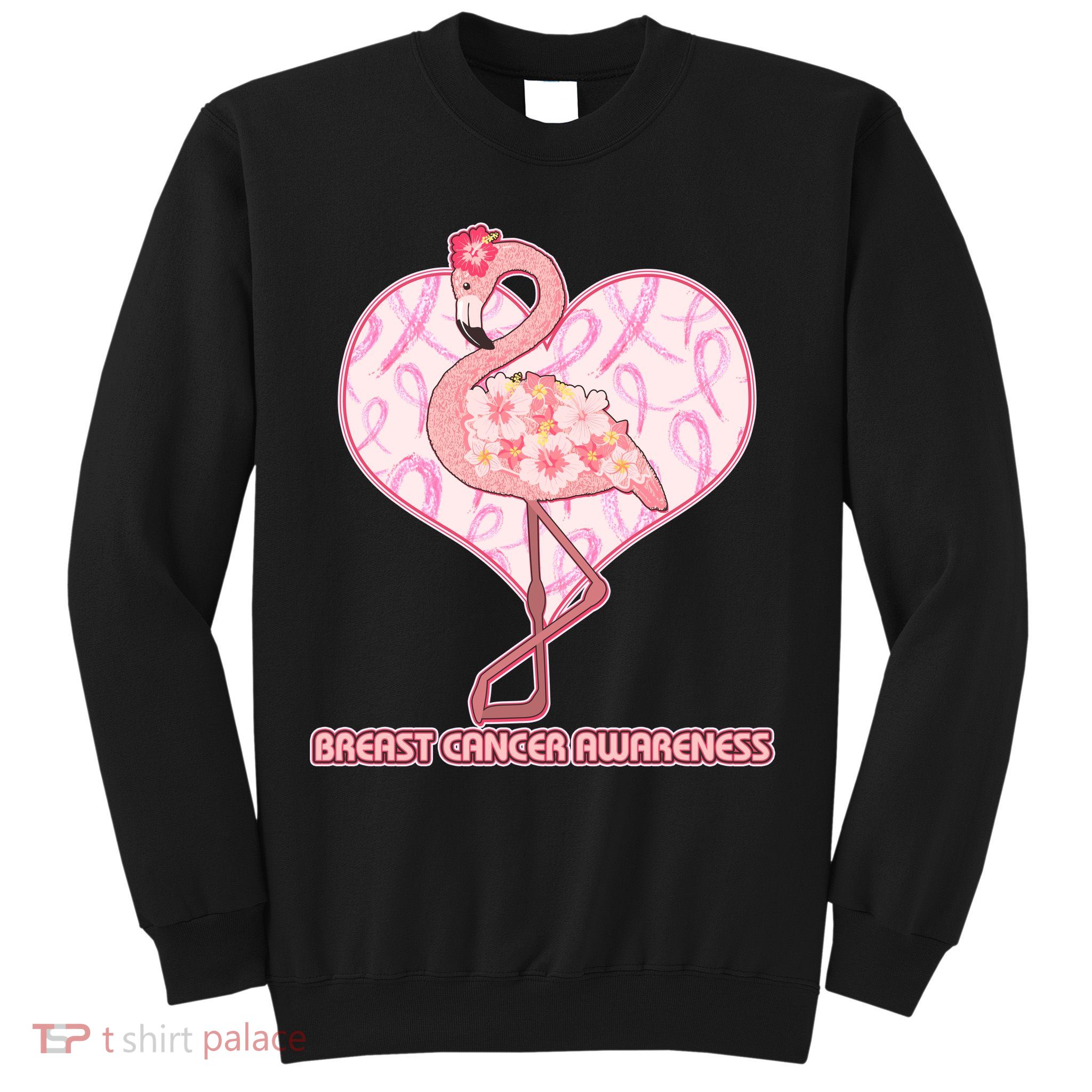 Breast Cancer Awareness Pink Flower Flamingo Sweatshirt