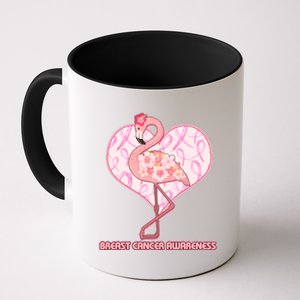 Breast Cancer Awareness Pink Flower Flamingo Coffee Mug