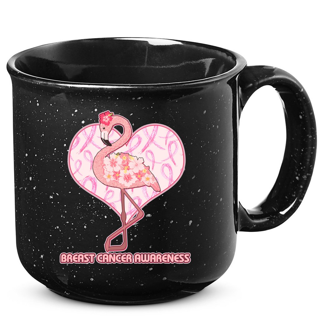 Breast Cancer Awareness Pink Flower Flamingo 15oz Campfire Ceramic Mug