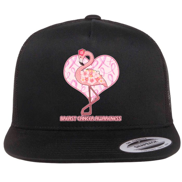 Breast Cancer Awareness Pink Flower Flamingo Flatbill Hat