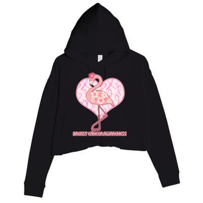 Breast Cancer Awareness Pink Flower Flamingo Crop Fleece Hoodie