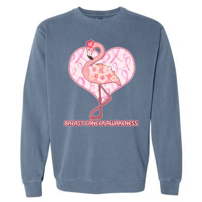 Breast Cancer Awareness Pink Flower Flamingo Garment-Dyed Sweatshirt