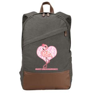 Breast Cancer Awareness Pink Flower Flamingo Cotton Canvas Backpack