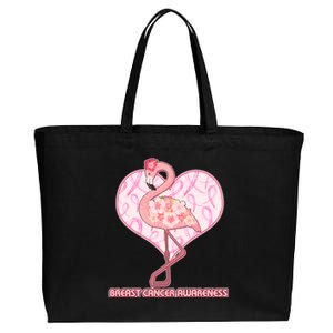 Breast Cancer Awareness Pink Flower Flamingo Cotton Canvas Jumbo Tote