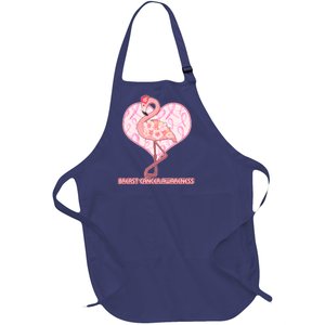 Breast Cancer Awareness Pink Flower Flamingo Full-Length Apron With Pockets