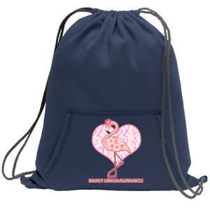 Breast Cancer Awareness Pink Flower Flamingo Sweatshirt Cinch Pack Bag