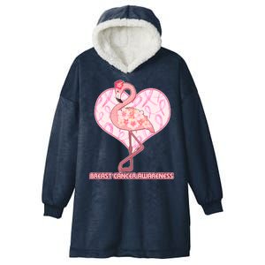 Breast Cancer Awareness Pink Flower Flamingo Hooded Wearable Blanket