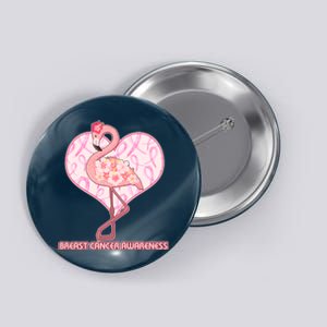 Breast Cancer Awareness Pink Flower Flamingo Button