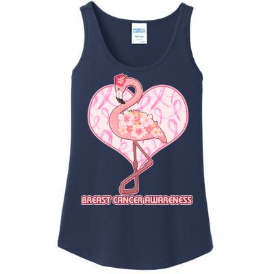 Breast Cancer Awareness Pink Flower Flamingo Ladies Essential Tank