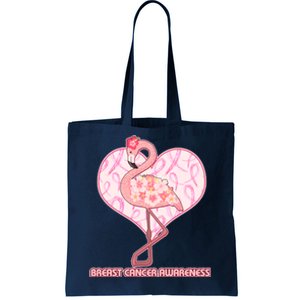 Breast Cancer Awareness Pink Flower Flamingo Tote Bag