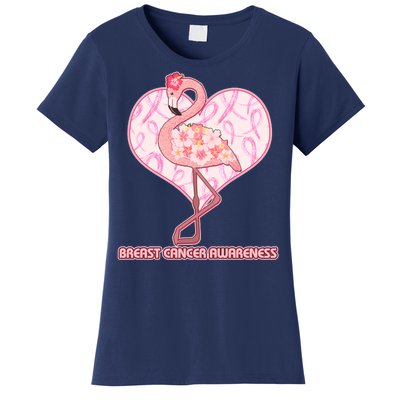 Breast Cancer Awareness Pink Flower Flamingo Women's T-Shirt