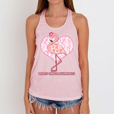 Breast Cancer Awareness Pink Flower Flamingo Women's Knotted Racerback Tank