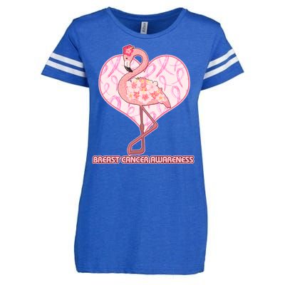 Breast Cancer Awareness Pink Flower Flamingo Enza Ladies Jersey Football T-Shirt