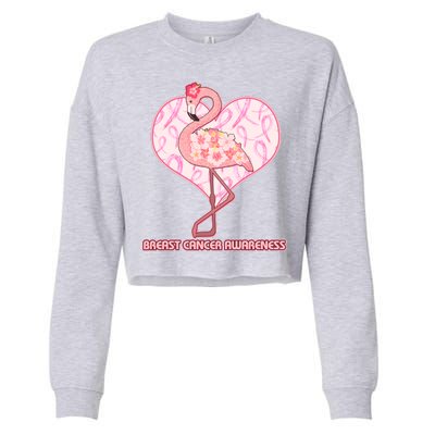 Breast Cancer Awareness Pink Flower Flamingo Cropped Pullover Crew