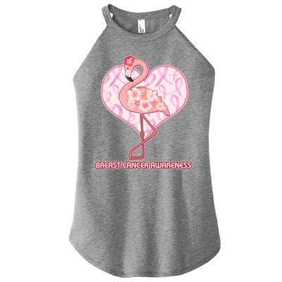 Breast Cancer Awareness Pink Flower Flamingo Women's Perfect Tri Rocker Tank