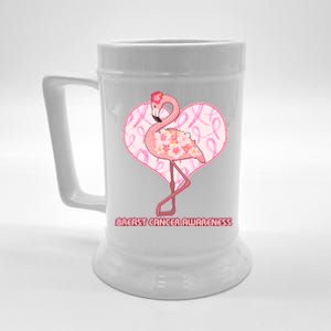 Breast Cancer Awareness Pink Flower Flamingo Beer Stein