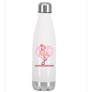 Breast Cancer Awareness Pink Flower Flamingo Stainless Steel Insulated Water Bottle