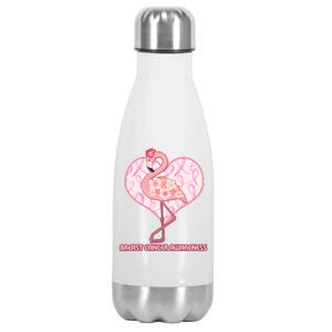 Breast Cancer Awareness Pink Flower Flamingo Stainless Steel Insulated Water Bottle