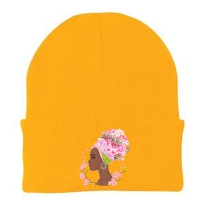 Breast Cancer Awareness Pink Flower Warrior Survivor Knit Cap Winter Beanie