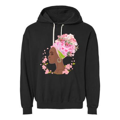 Breast Cancer Awareness Pink Flower Warrior Survivor Garment-Dyed Fleece Hoodie