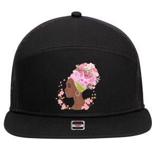 Breast Cancer Awareness Pink Flower Warrior Survivor 7 Panel Mesh Trucker Snapback Hat