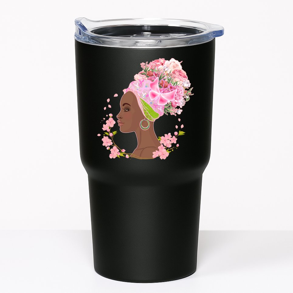 Breast Cancer Awareness Pink Flower Warrior Survivor Tumbler