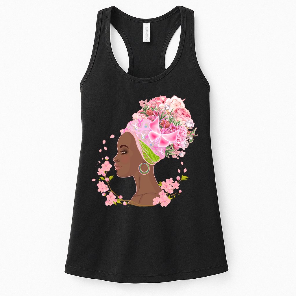 Breast Cancer Awareness Pink Flower Warrior Survivor Womens Tank Top